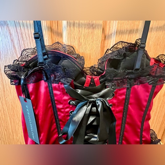 NWT Dolls Kill Widow When Night Comes Mini dress Satin Bodice Tiered Mini Lace - Picture 11 of 14